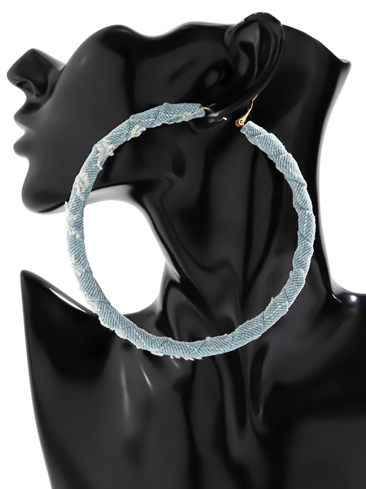 Denim Hoop Earrings - Elara Row