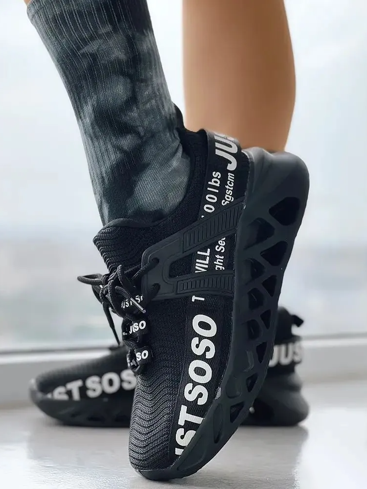 Letter Knit Sneakers - Elara Row