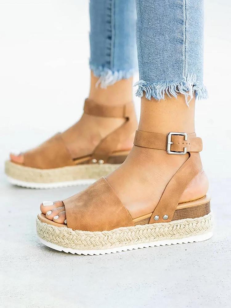Platform Espadrille Sandals - Elara Row