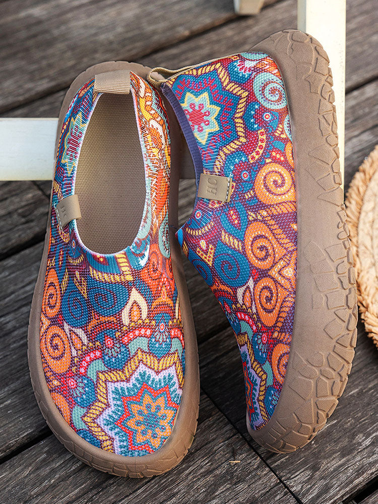 Graffiti Knit Slip-On Loafers