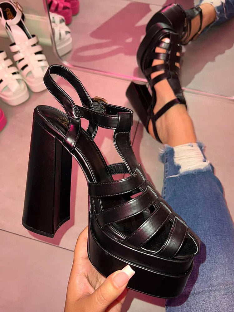 Braid Platform Chunky Heel Sandals - Elara Row