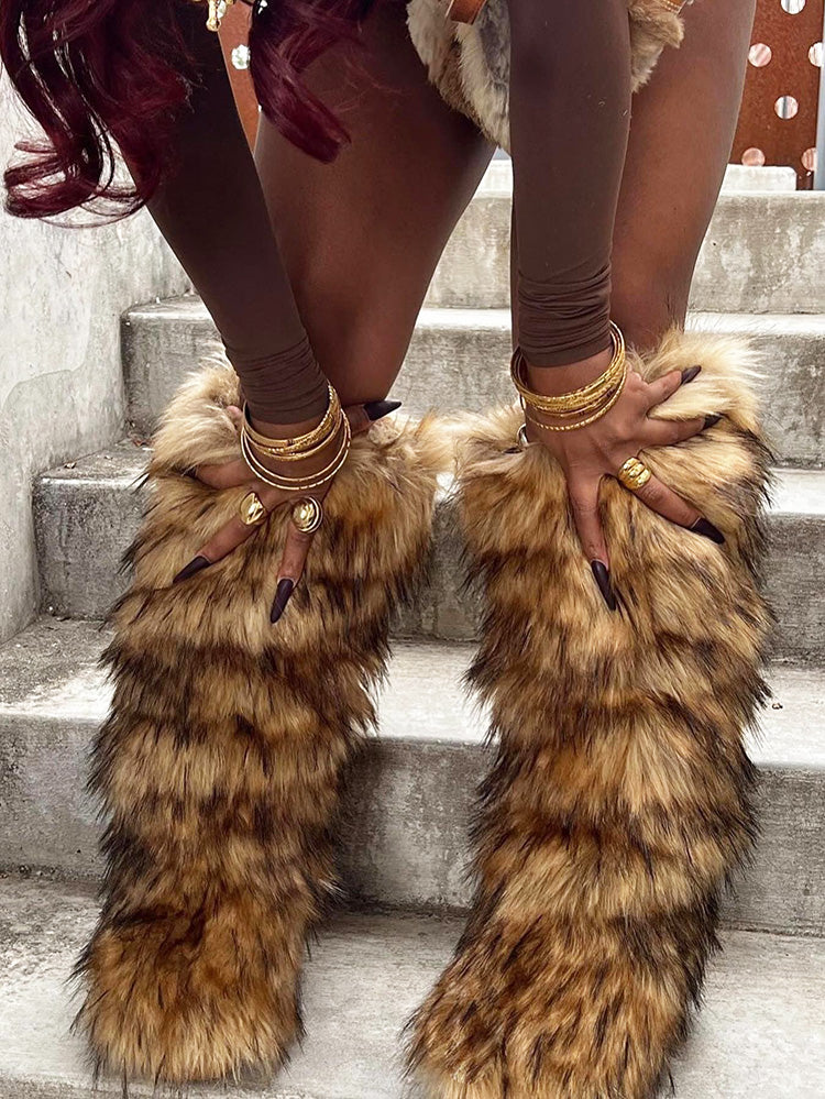 Faux Fur Statement Boots - Elara Row