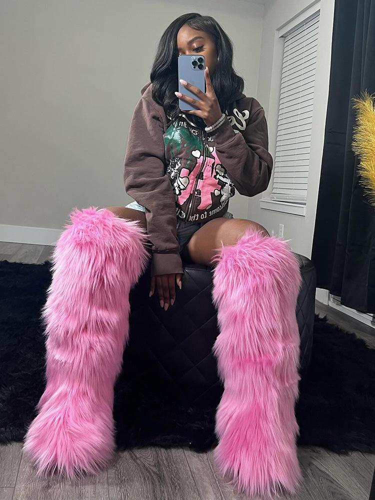 Faux Fur Statement Boots - Elara Row