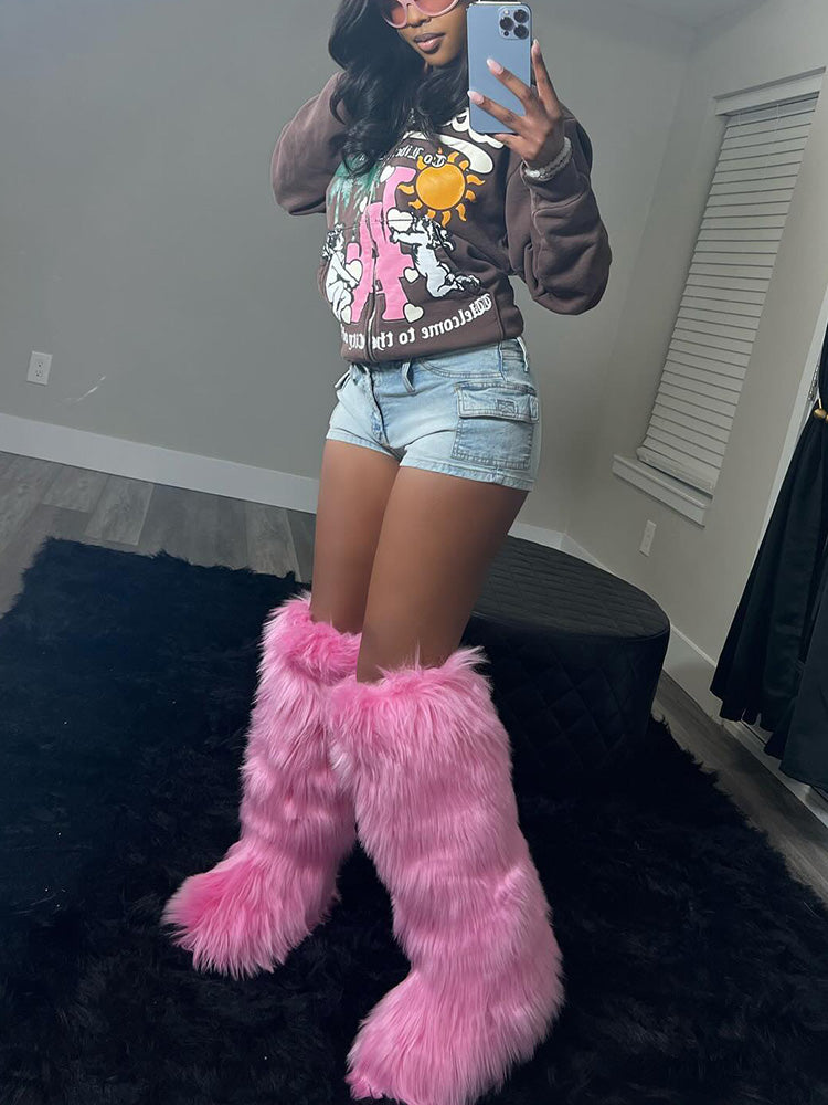 Faux Fur Statement Boots - Elara Row