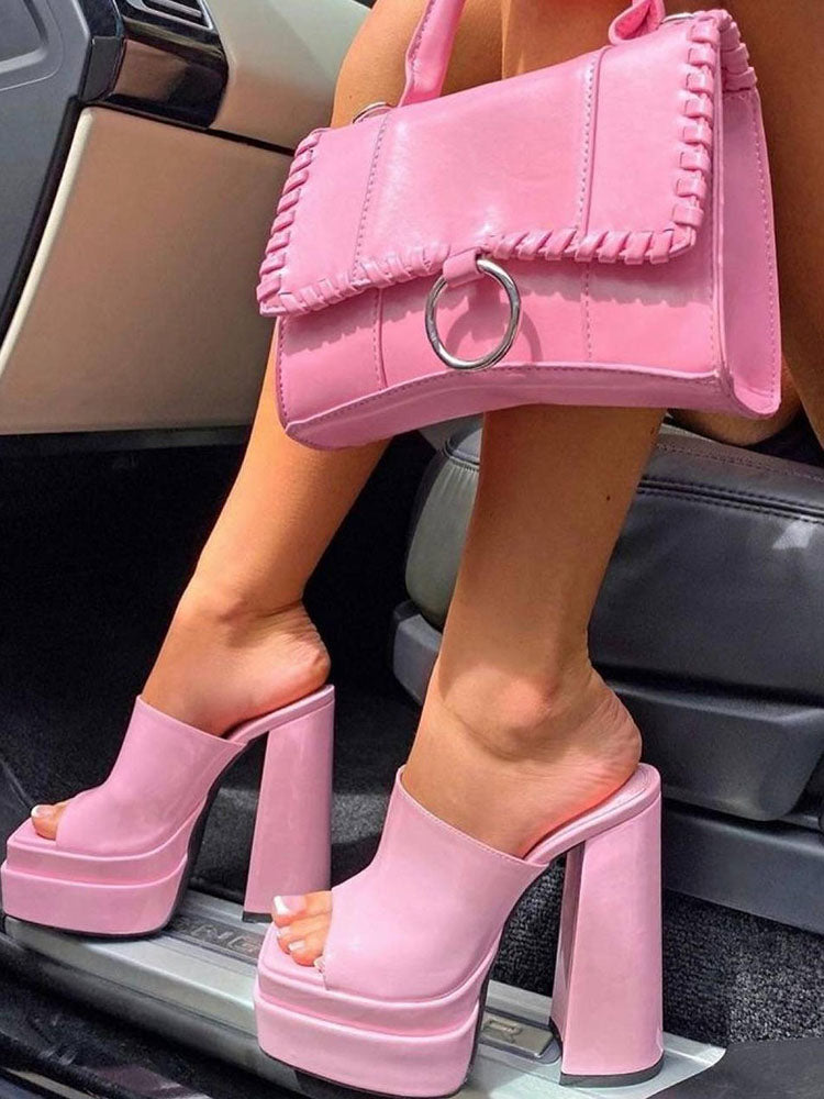 Platform Chunky Heeled Mules