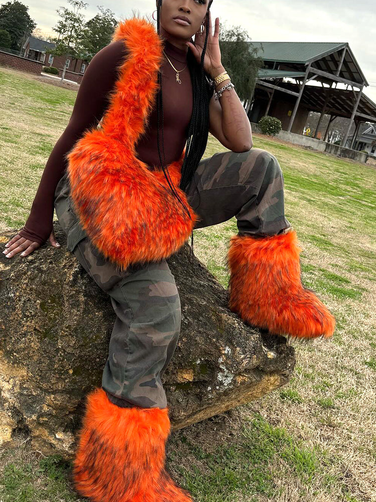 Fluffy Faux Fur Mid-Calf Booties