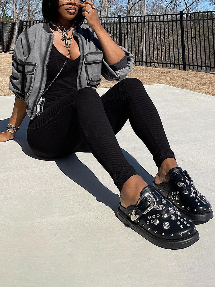 Buckle Slip On Slides - Elara Row