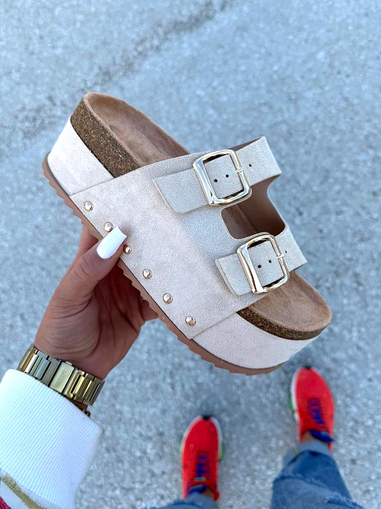 Double Buckle Strap Platform Sandals - Elara Row