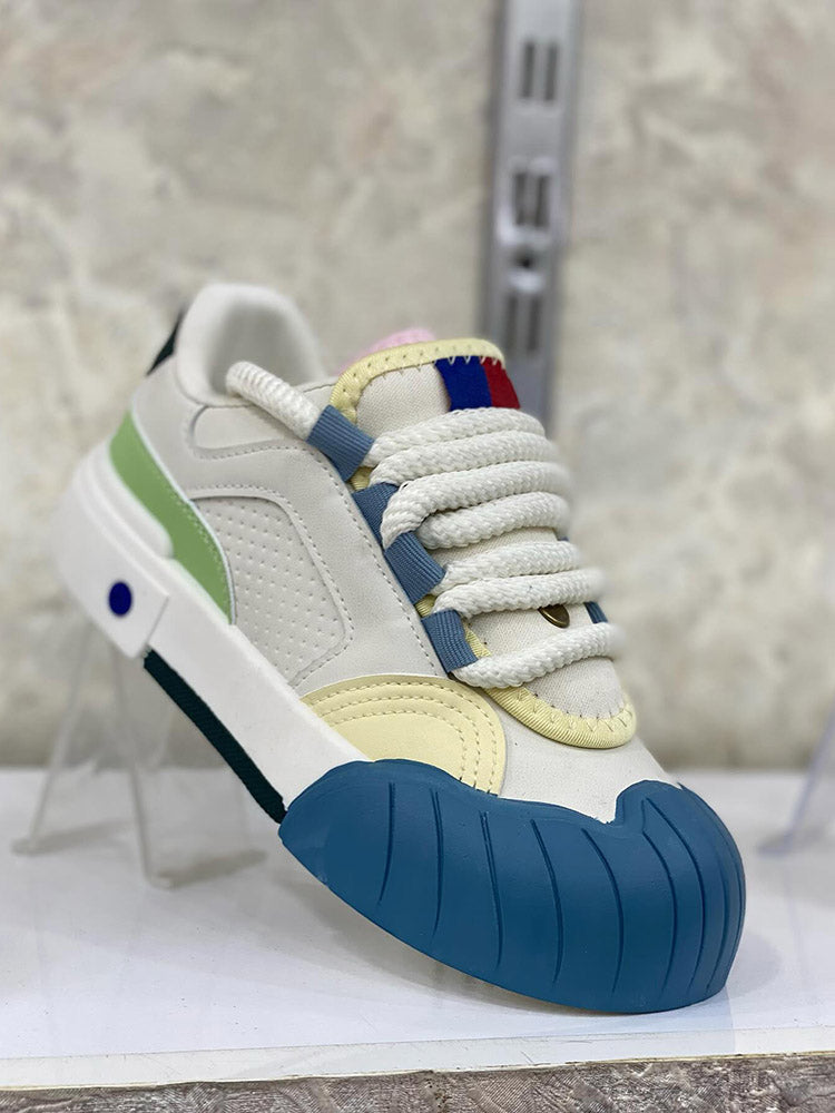 Color Contrast Rubber Toe Sneakers - Elara Row