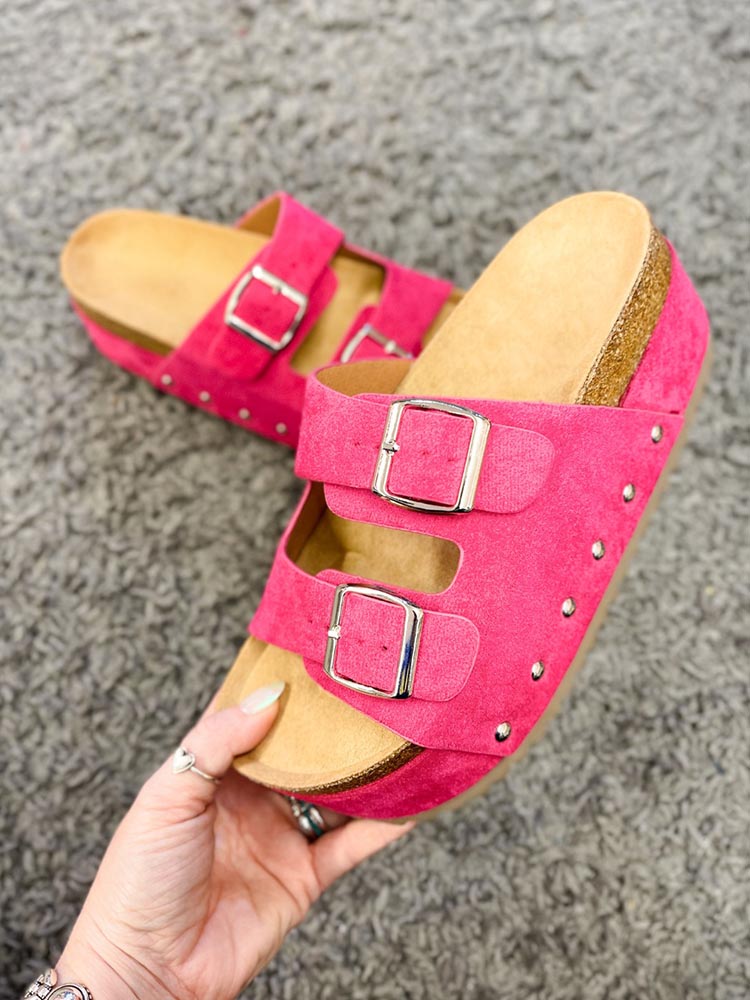 Double Buckle Strap Platform Sandals - Elara Row