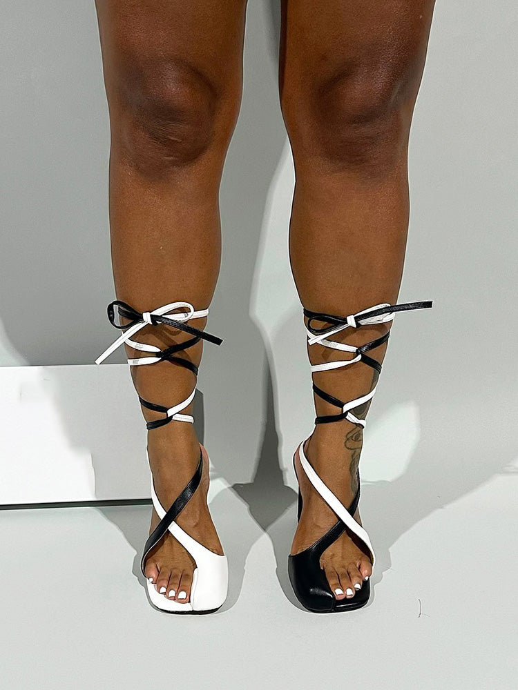 Open Toe Lace-Up Sandals - Elara Row