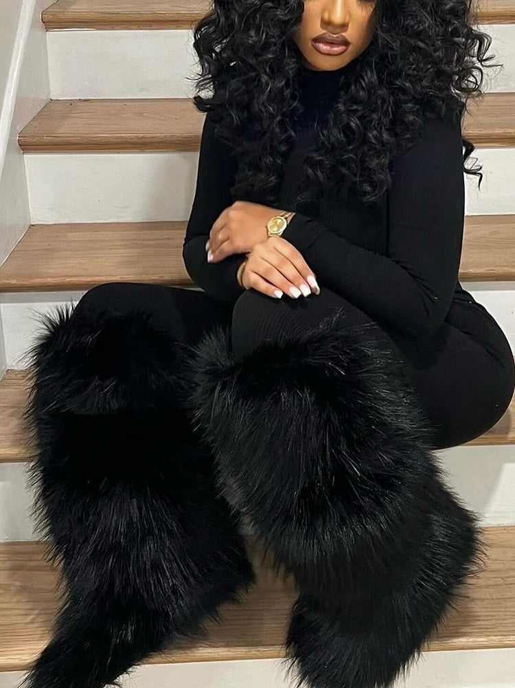 Faux Fur Statement Boots - Elara Row