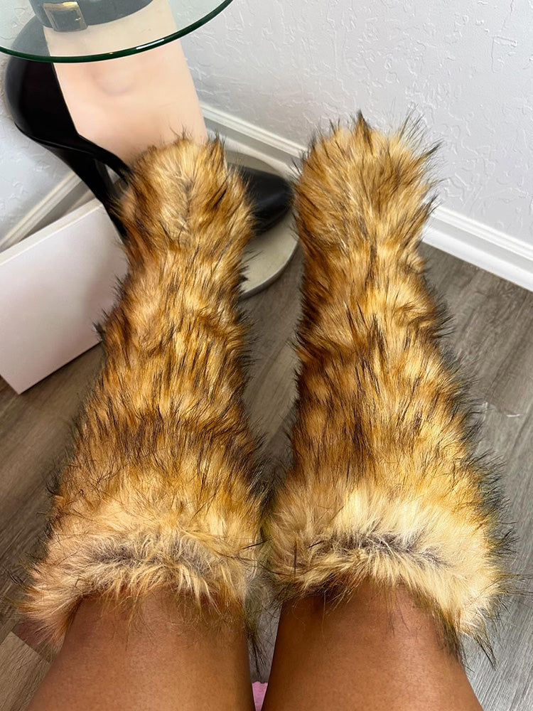Faux Fur Statement Boots - Elara Row