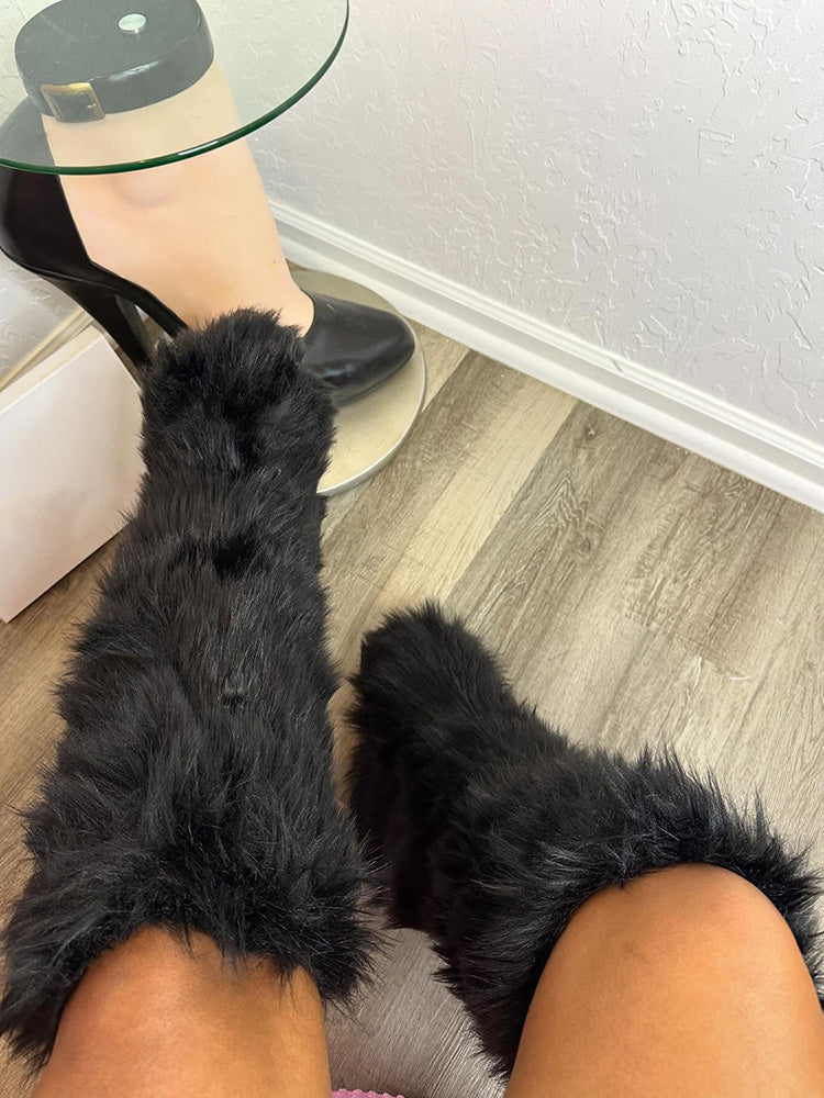 Faux Fur Statement Boots - Elara Row