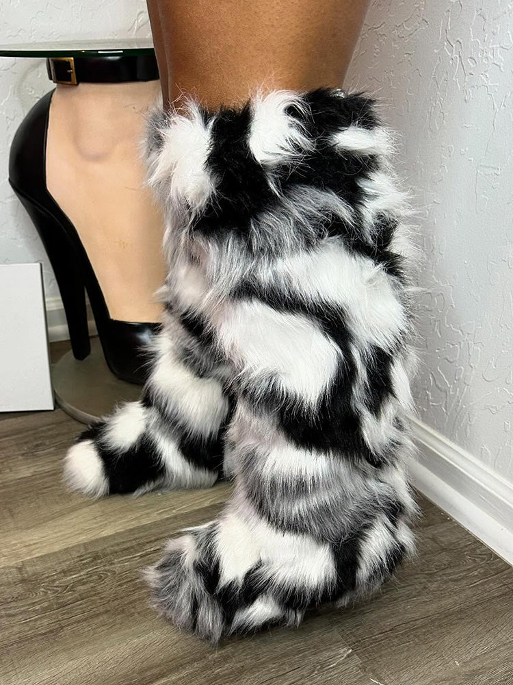 Faux Fur Statement Boots - Elara Row