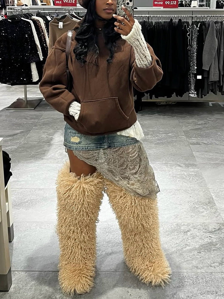 Thigh High Mongolian Fur Boots
