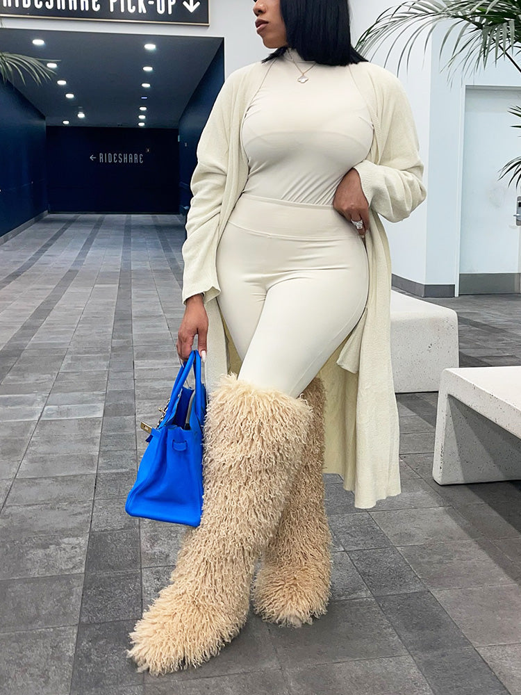 Thigh High Mongolian Fur Boots
