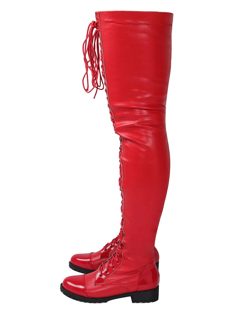 Lace Up PU Leather Boots - Elara Row
