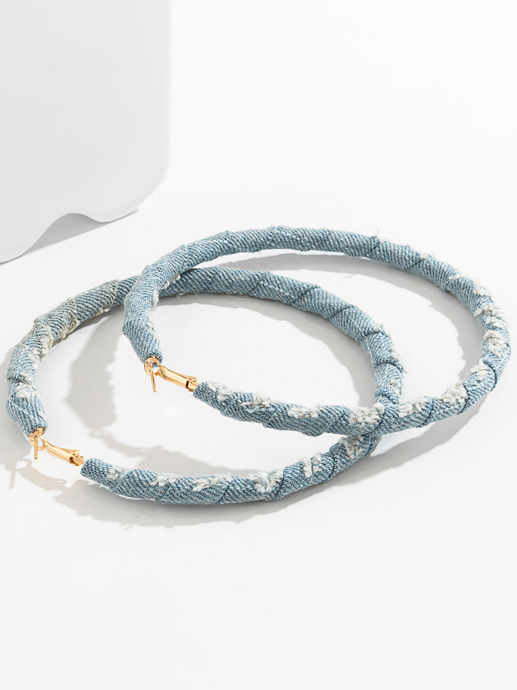 Denim Hoop Earrings - Elara Row