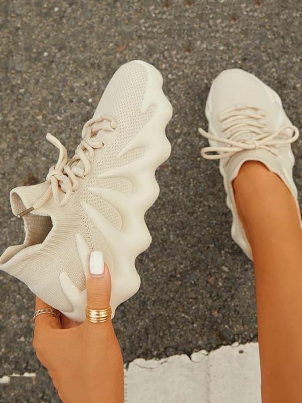 Lace-up Knit Breathable Sneakers - Elara Row