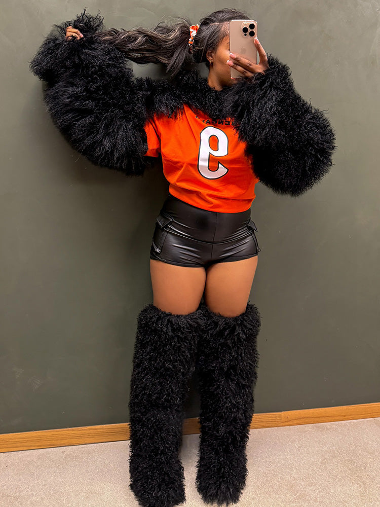 Thigh High Mongolian Fur Boots