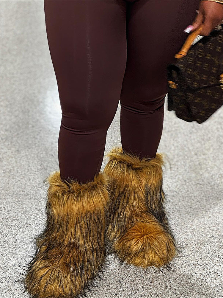 Fluffy Faux Fur Mid-Calf Booties