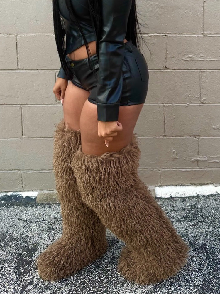 Thigh High Mongolian Fur Boots