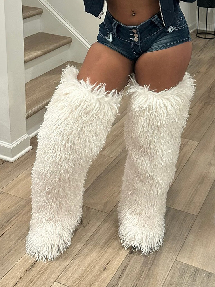 Thigh High Mongolian Fur Boots