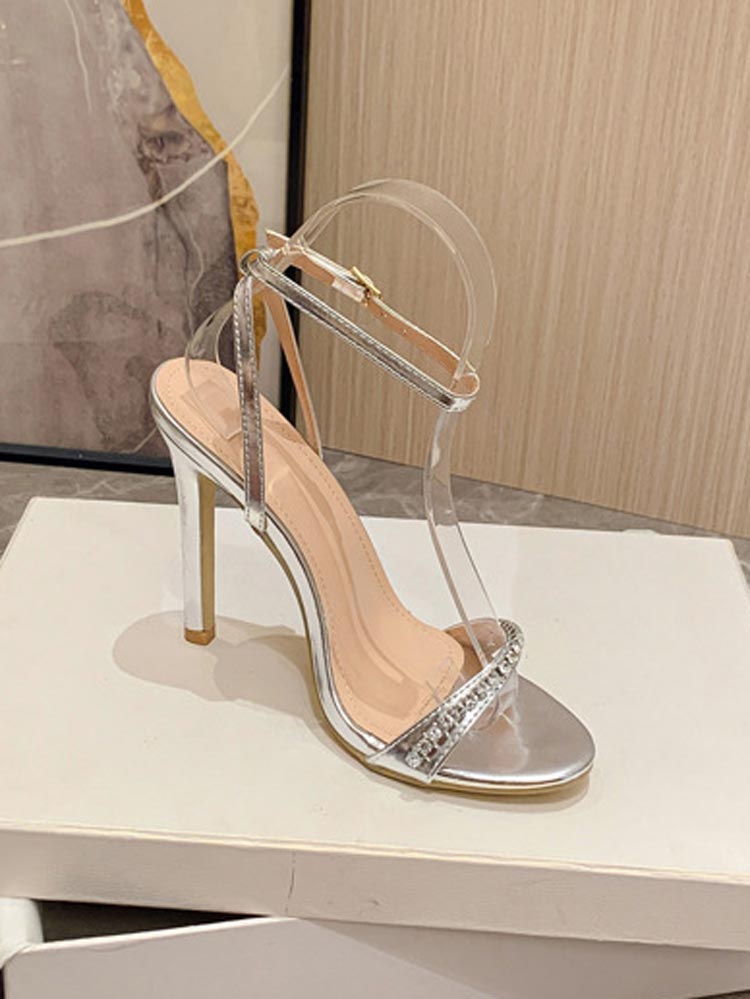 Rhinestone Ankle Strap Heels - Elara Row