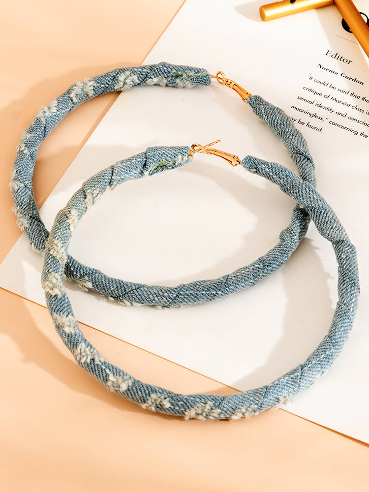 Denim Hoop Earrings - Elara Row