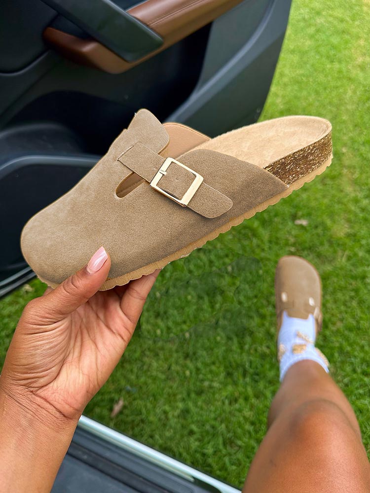 Suede Slip-On Sandals - Elara Row
