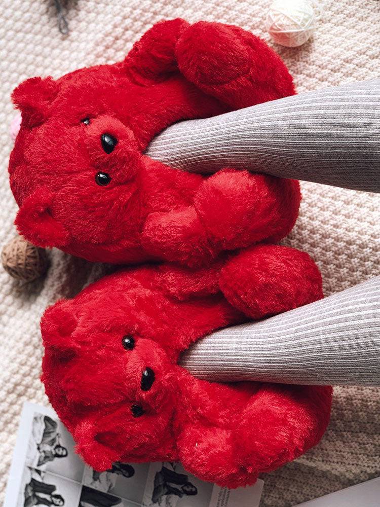 Fluffy Teddy Bear Slippers - Elara Row