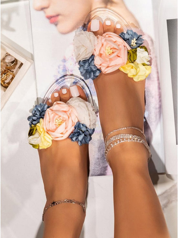 Full Bloom Clear Jelly Sandals - Elara Row