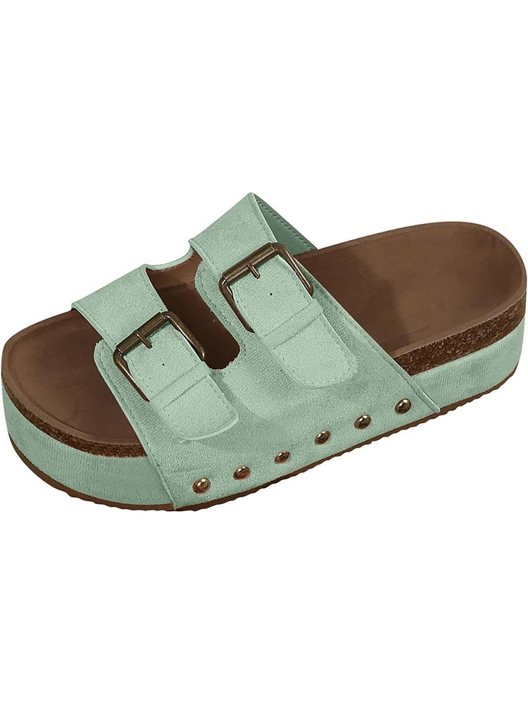 Double Buckle Strap Platform Sandals - Elara Row