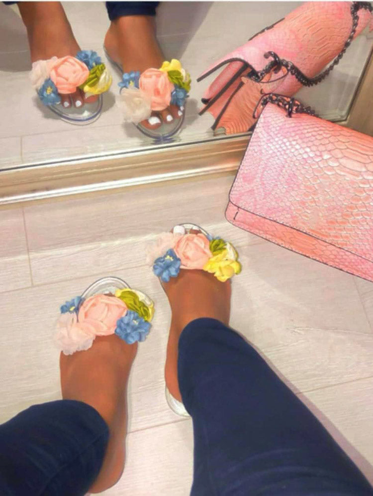 Full Bloom Clear Jelly Sandals - Elara Row