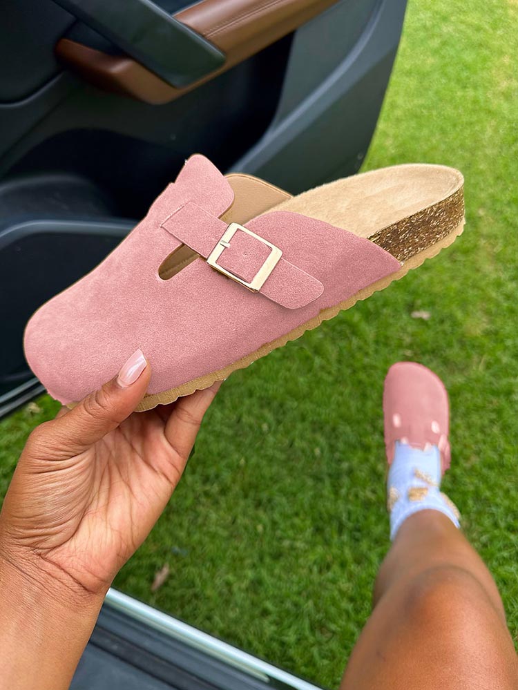Suede Slip-On Sandals - Elara Row