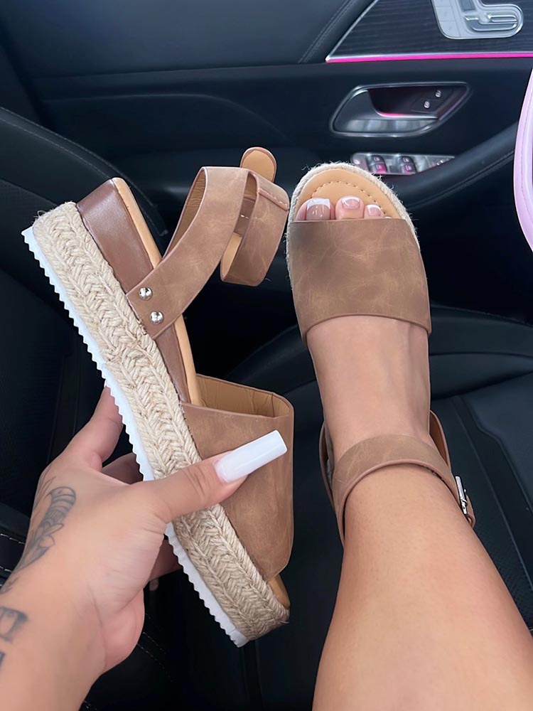 Platform Espadrille Sandals - Elara Row