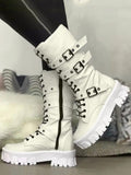 Eyelet Buckled Zipper Platform Boots - Elara Row