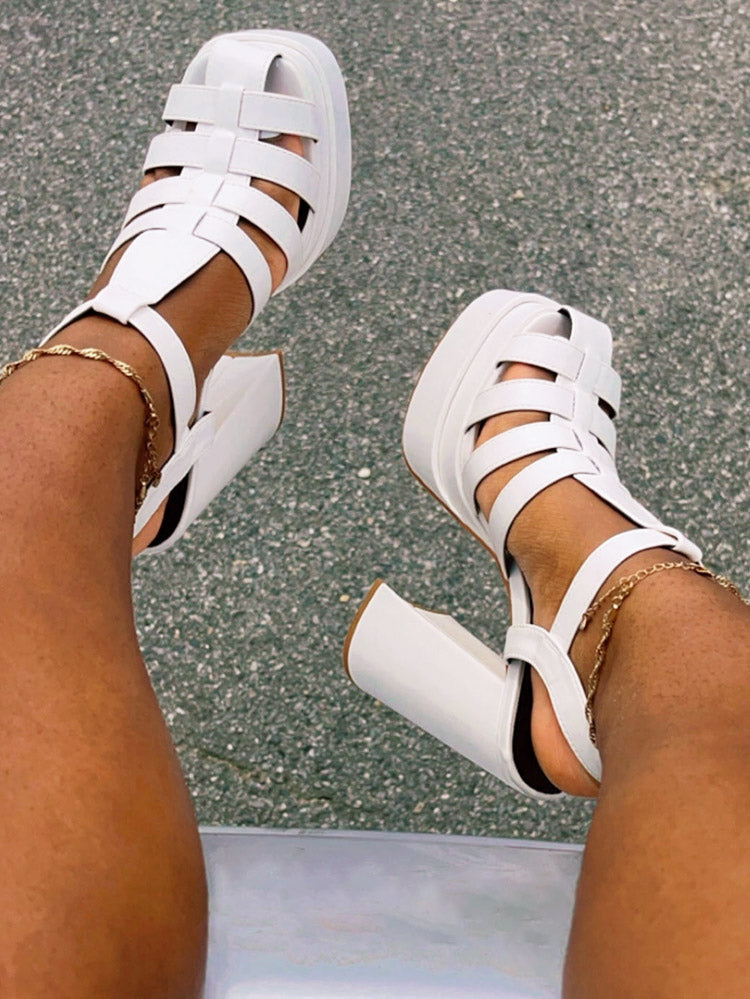 Braid Platform Chunky Heel Sandals - Elara Row