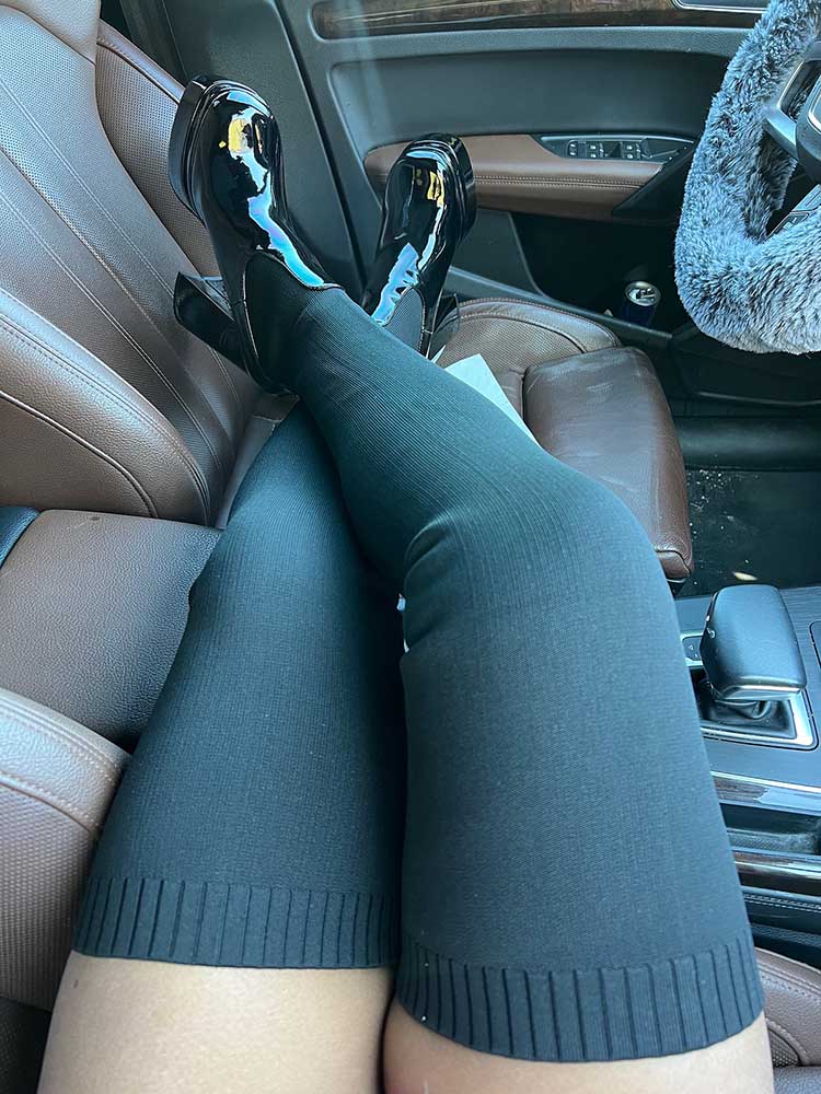 Knit & Leather Platform Boots - Elara Row