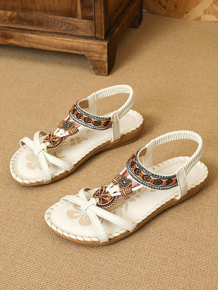 Boho Ethnic Ankle-Strap Flat Sandals