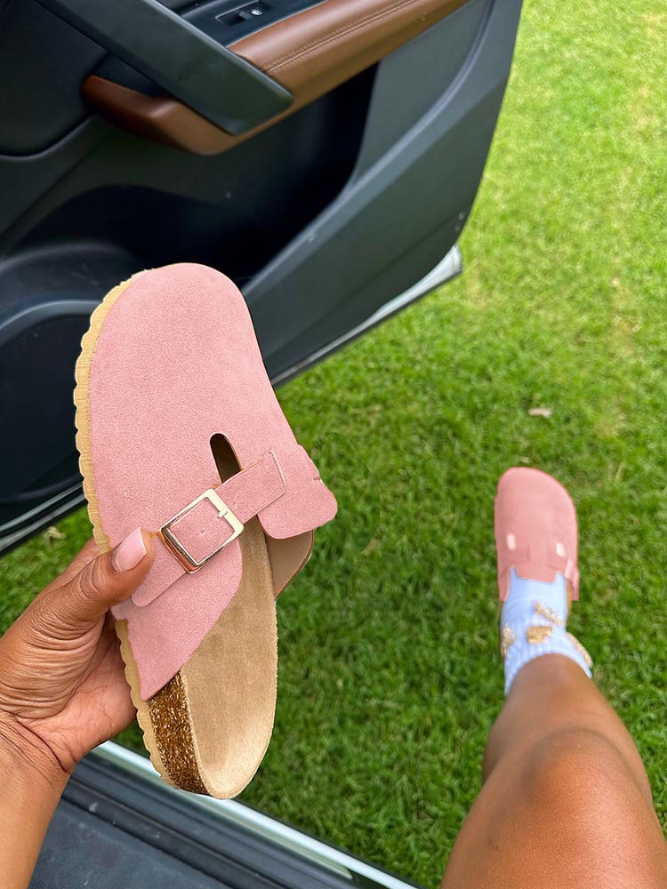 Suede Slip-On Sandals - Elara Row