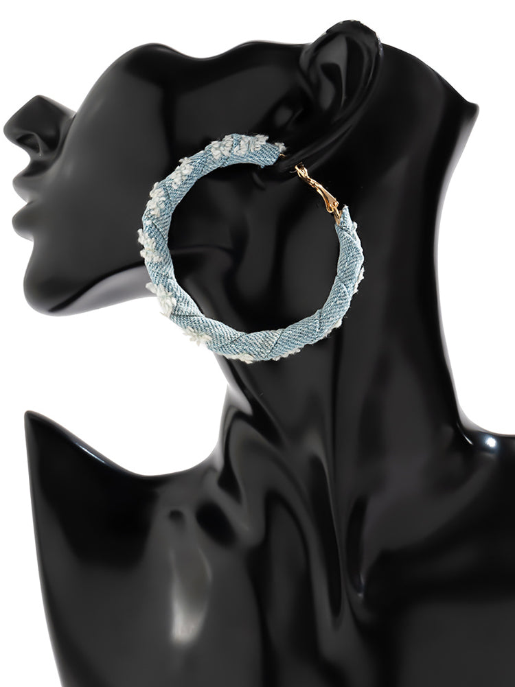 Denim Hoop Earrings - Elara Row