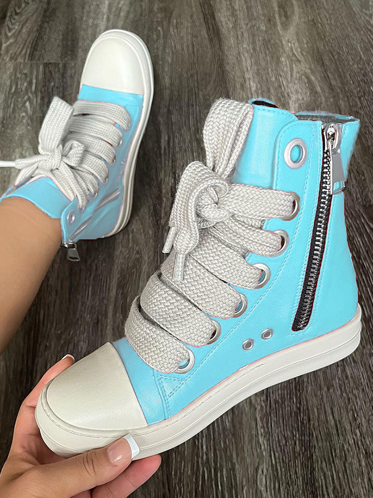 PU High-Top Sneakers - Elara Row