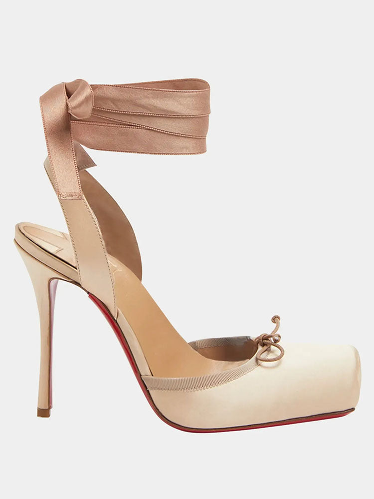 Ballet Satin Ankle Tie Pumps