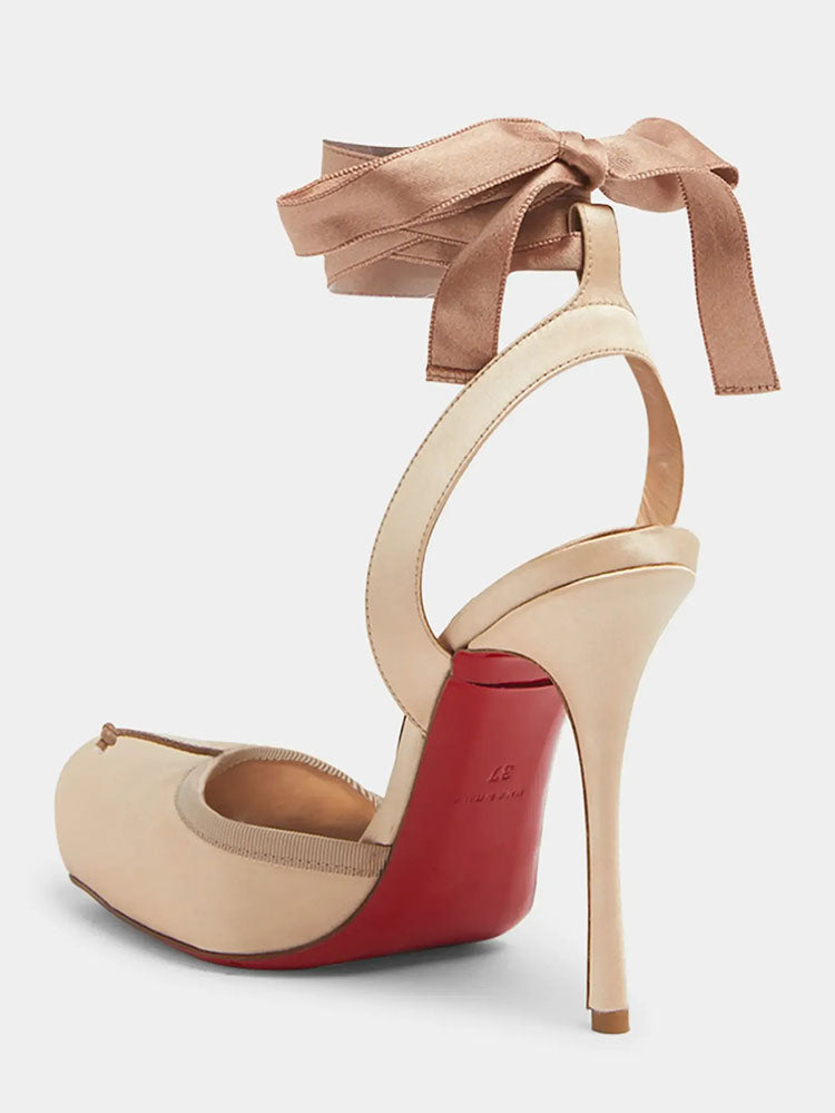 Ballet Satin Ankle Tie Pumps