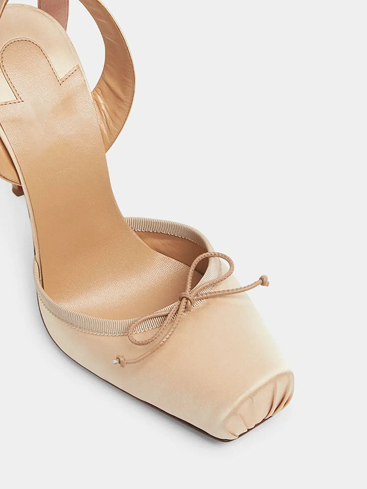 Ballet Satin Ankle Tie Pumps