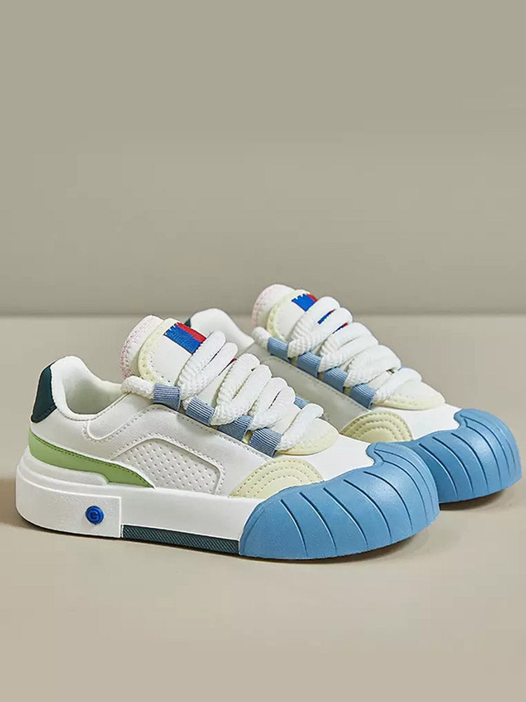 Color Contrast Rubber Toe Sneakers - Elara Row