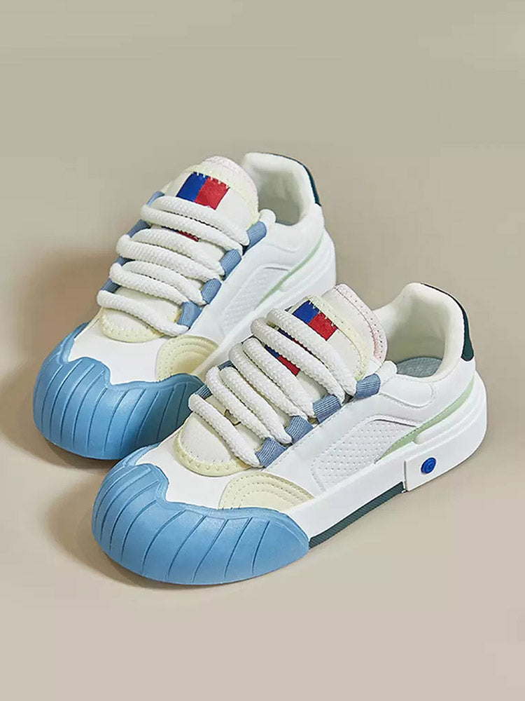 Color Contrast Rubber Toe Sneakers - Elara Row