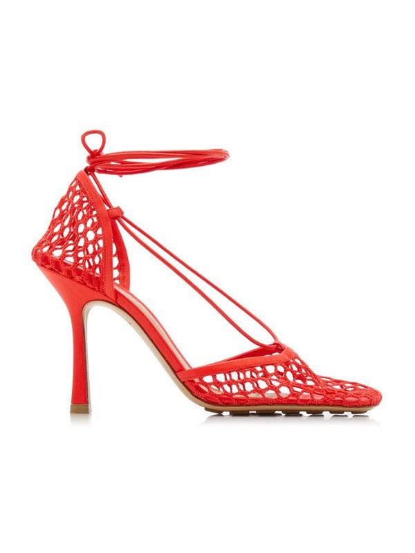 Square Toe Mesh Wrap Sandals - Elara Row